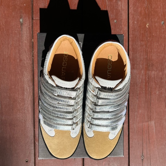 Limited Edition DSquared2 Women’s Leather White/Beige/Silver Sneakers Size 7&7.5 - Picture 6 of 10
